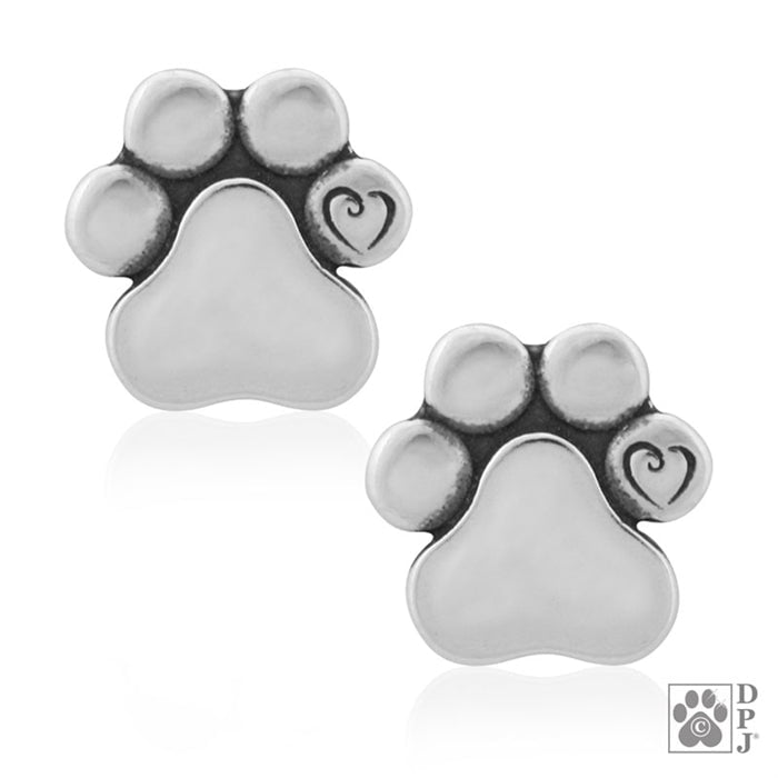 Unconditional Love - Heart and Paw Print Post Earrings