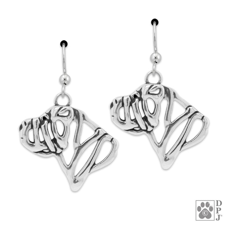 Sterling Silver Chinese Shar-Pei Head Earrings