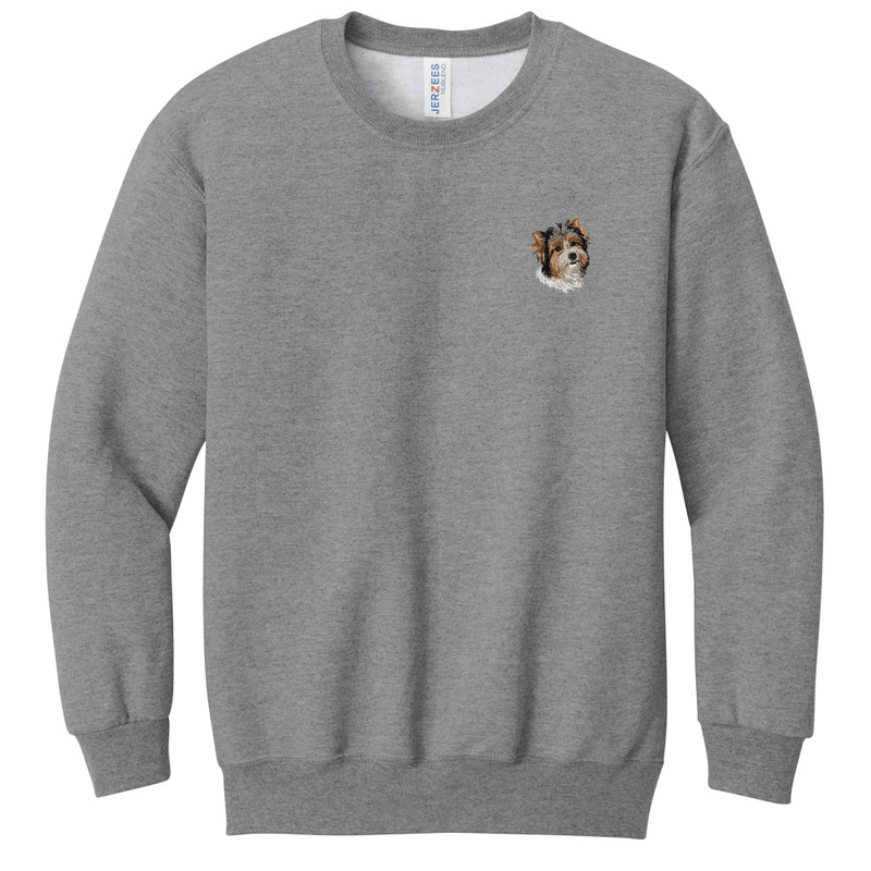 Biewer Terrier Embroidered Youth Crewneck Sweatshirt
