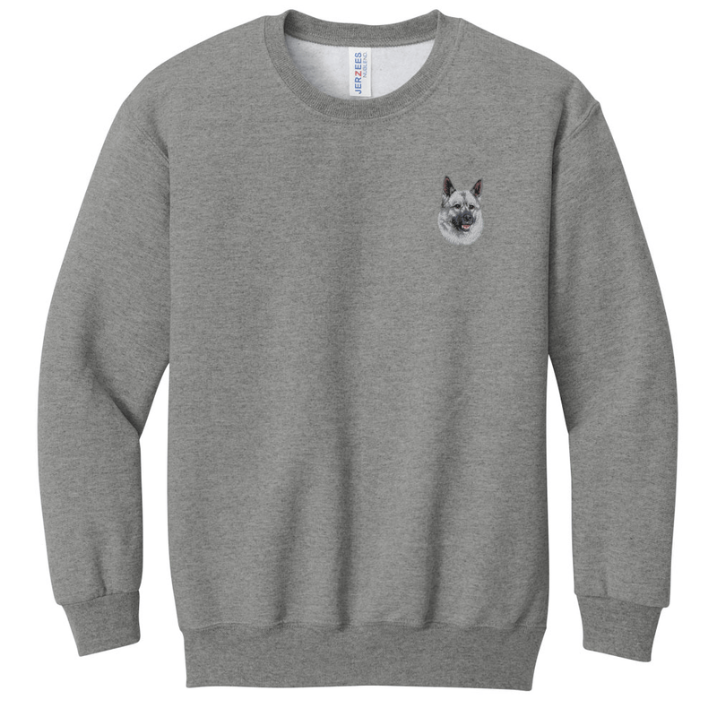 Norwegian Elkhound Embroidered Youth Crewneck Sweatshirt