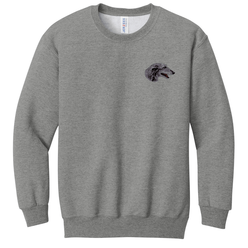 Scottish Deerhound Embroidered Youth Crewneck Sweatshirt