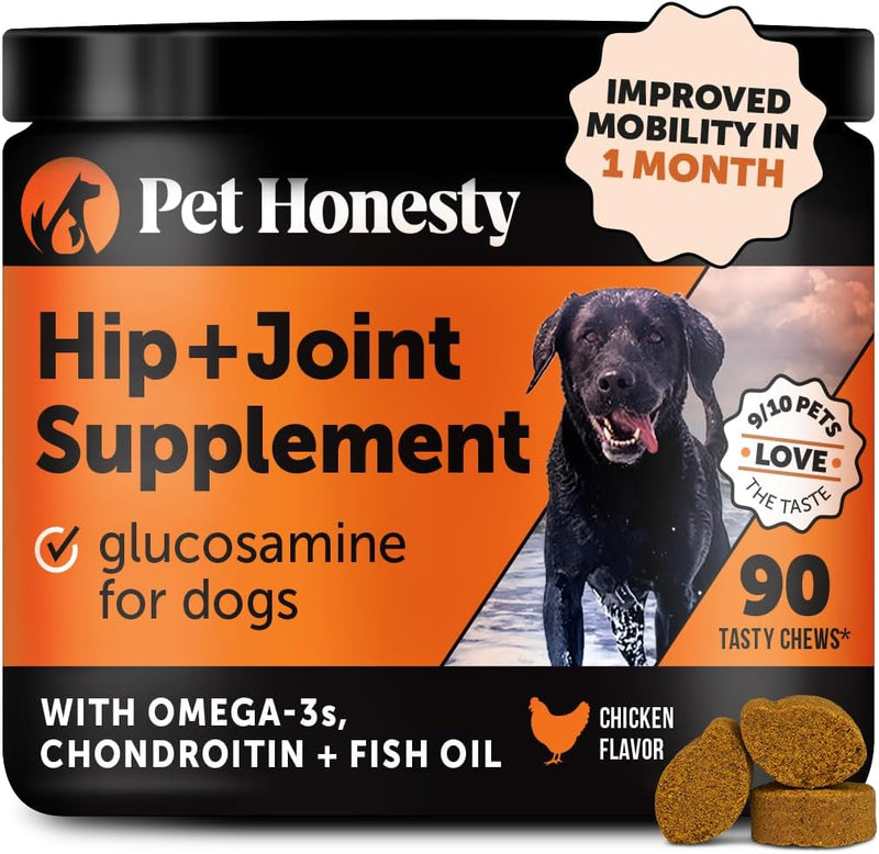 Pet Honesty Hip & Joint Health - Glucosamine for Dogs Soft Chews, Joint Supplement for Dogs with Glucosamine Chondroitin, MSM, Turmeric, Anti Inflammatory for Dogs, Support + Mobility (Chicken 90ct)