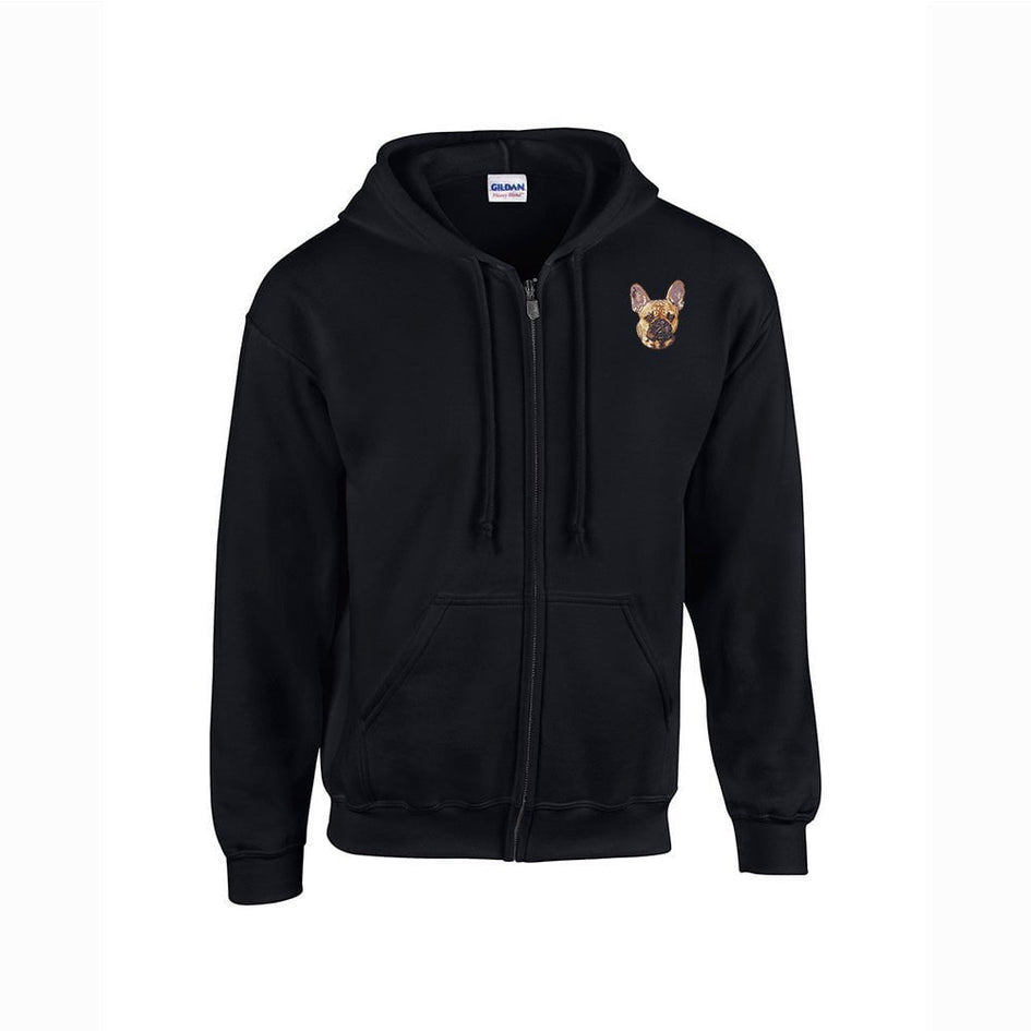 French Bulldog Embroidered Unisex Zipper Hoodie