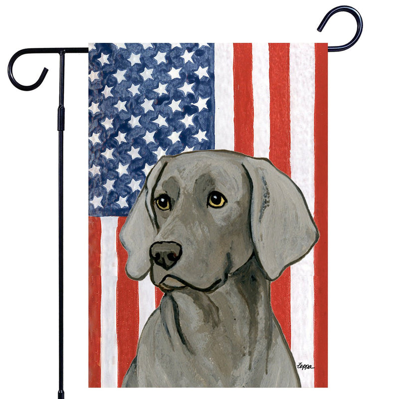 Weimaraner Americana Garden Flag