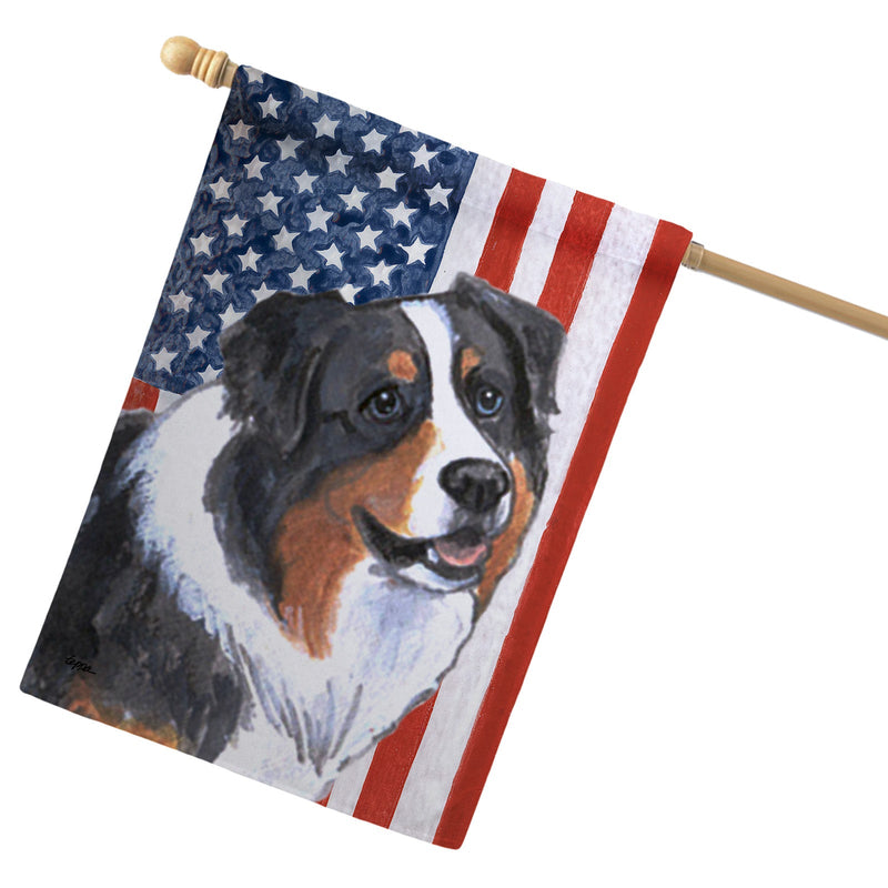 Australian Shepherd Americana House Flag