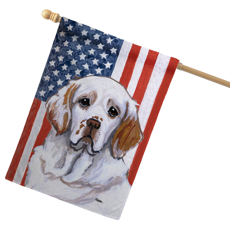 Clumber Spaniel Americana House Flag
