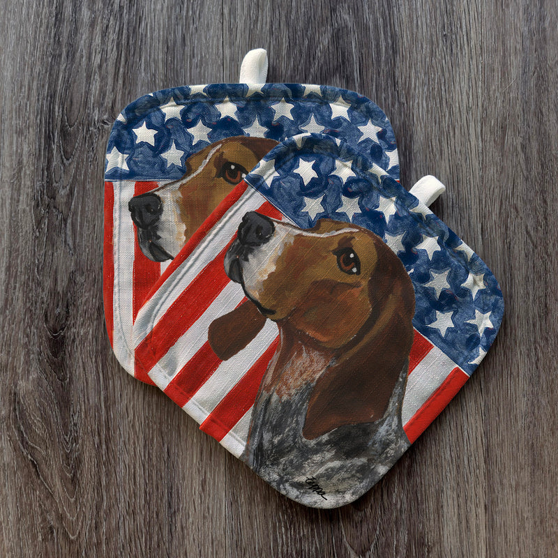 American English Coonhound Americana Pot Holder Set