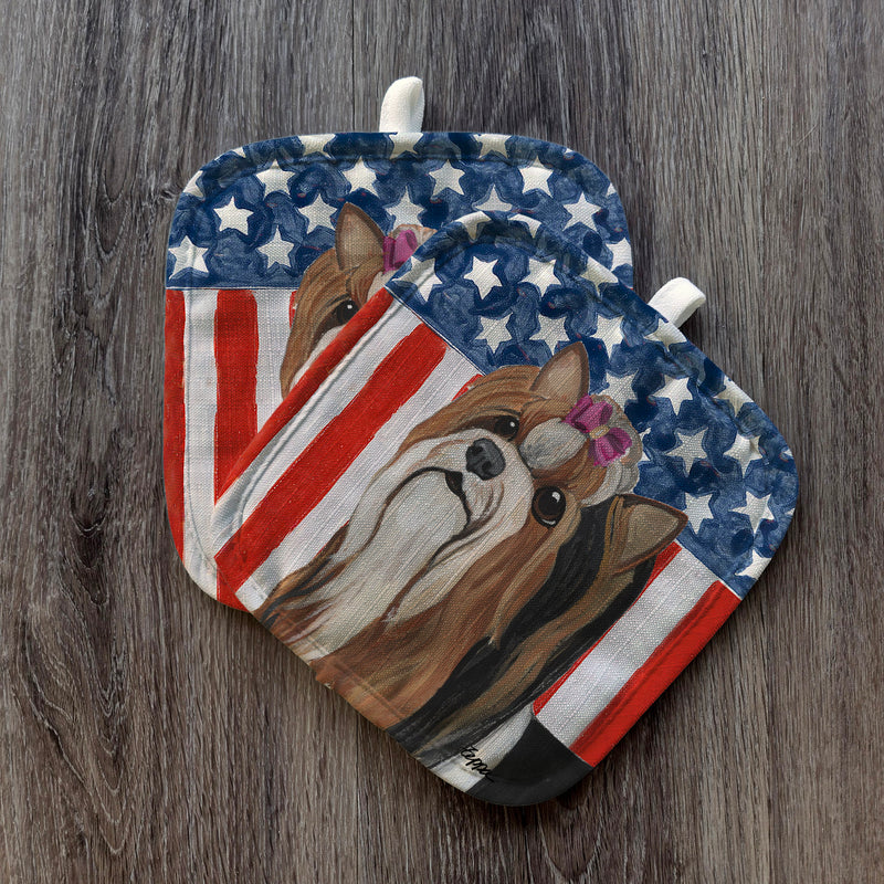 Biewer Terrier Americana Pot Holder Set