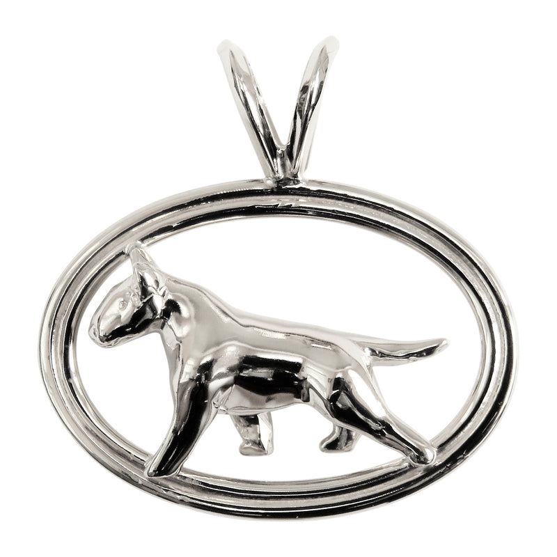Bull Terrier in Sterling Silver Double Oval Pendant