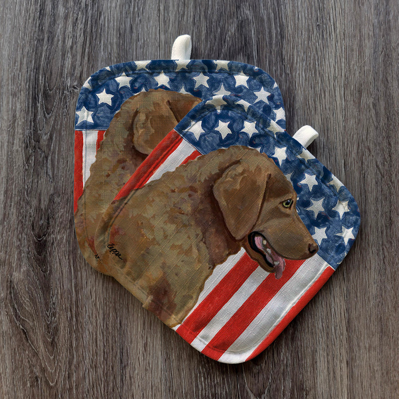 Chesapeake Bay Retriever Americana Pot Holder Set