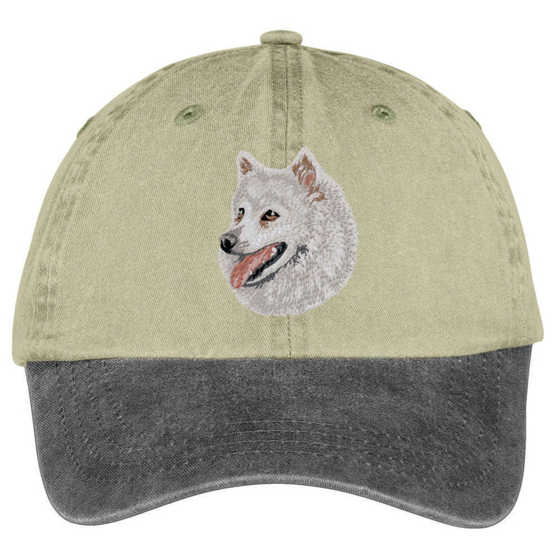American Eskimo Dog Embroidered Two Tone Baseball Cap