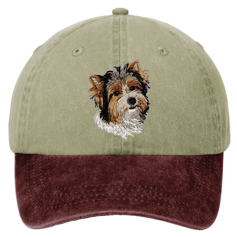 Biewer Terrier Embroidered Two Tone Baseball Cap