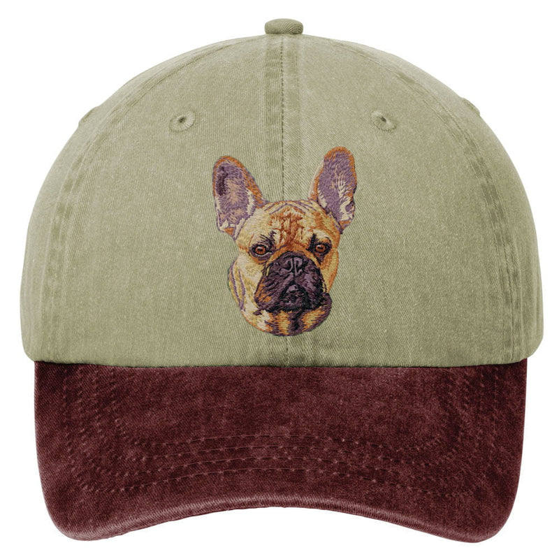French Bulldog Embroidered Two Tone Baseball Cap