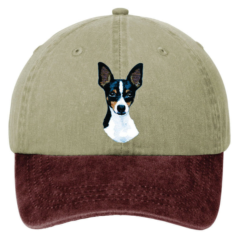 Toy Fox Terrier Embroidered Two Tone Baseball Cap
