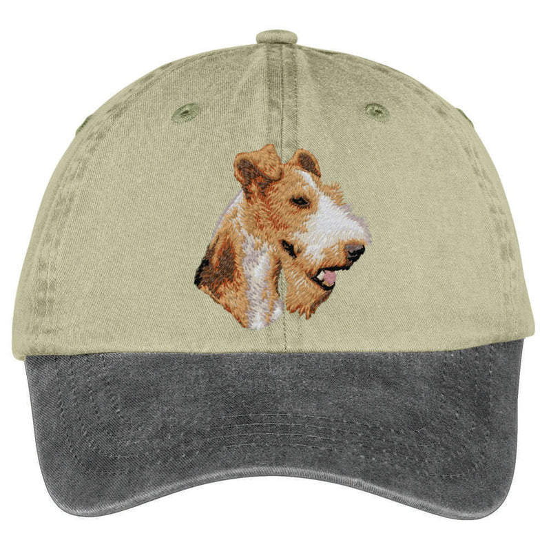 Wire Fox Terrier Embroidered Two Tone Baseball Cap