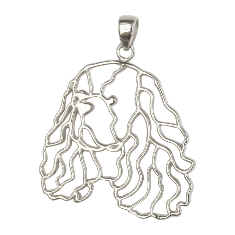 Cavalier King Charles Spaniel in Sterling Silver Silhoutte Head Pendant
