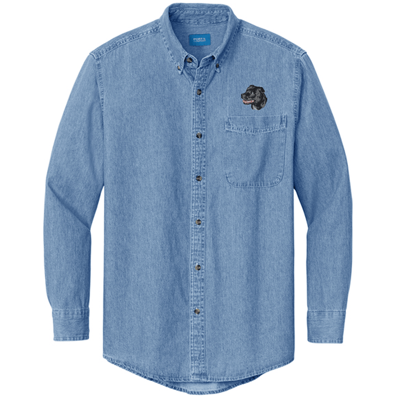 Staffordshire Bull Terrier Embroidered Men's Denim Shirt