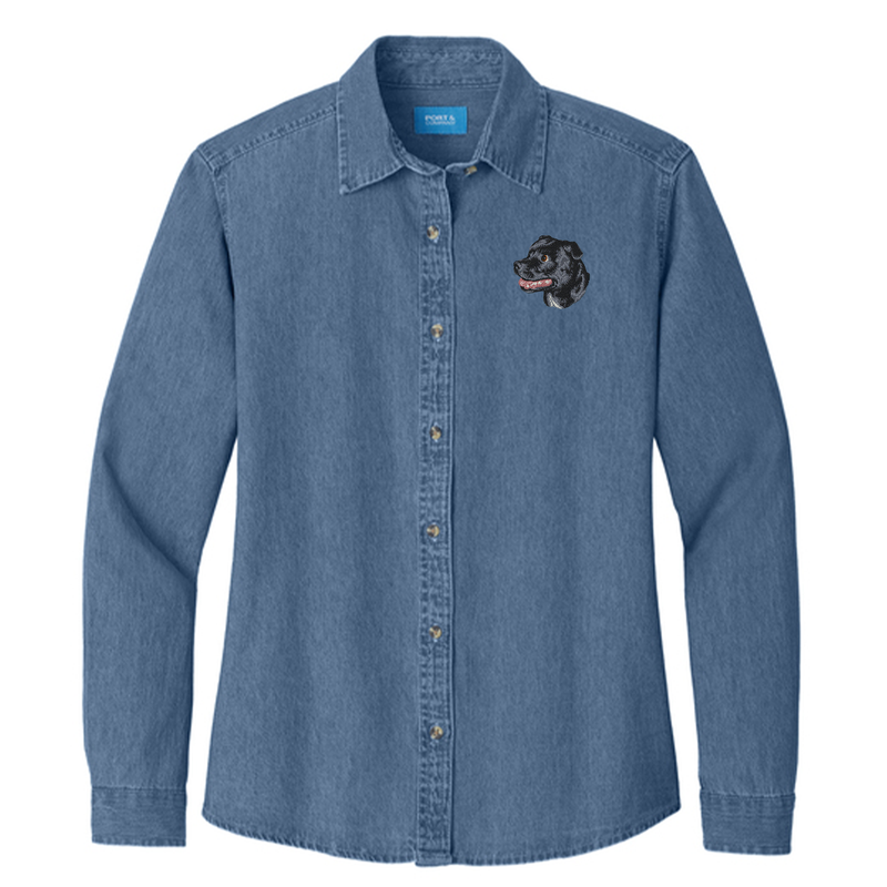 Staffordshire Bull Terrier Embroidered Women's Denim Shirt