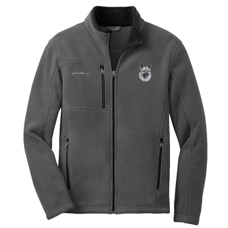 Norwegian Elkhound Embroidered Men's Fleece Jacket