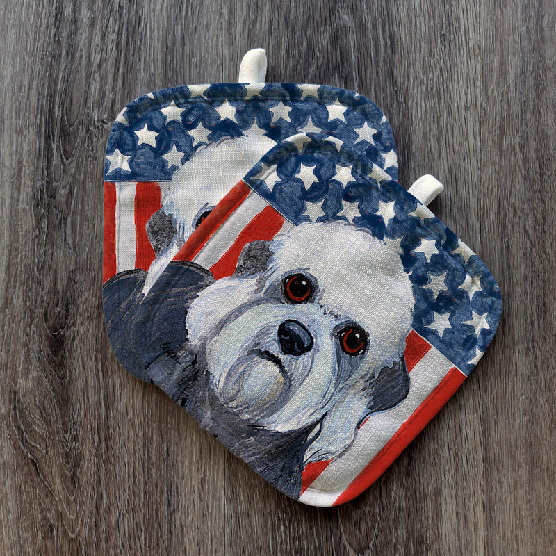 Dandie Dinmont Terrier Americana Pot Holder Set