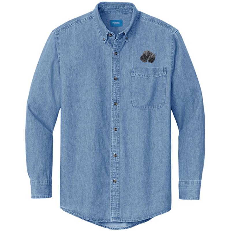 Giant Schnauzer Embroidered Men's Denim Shirt