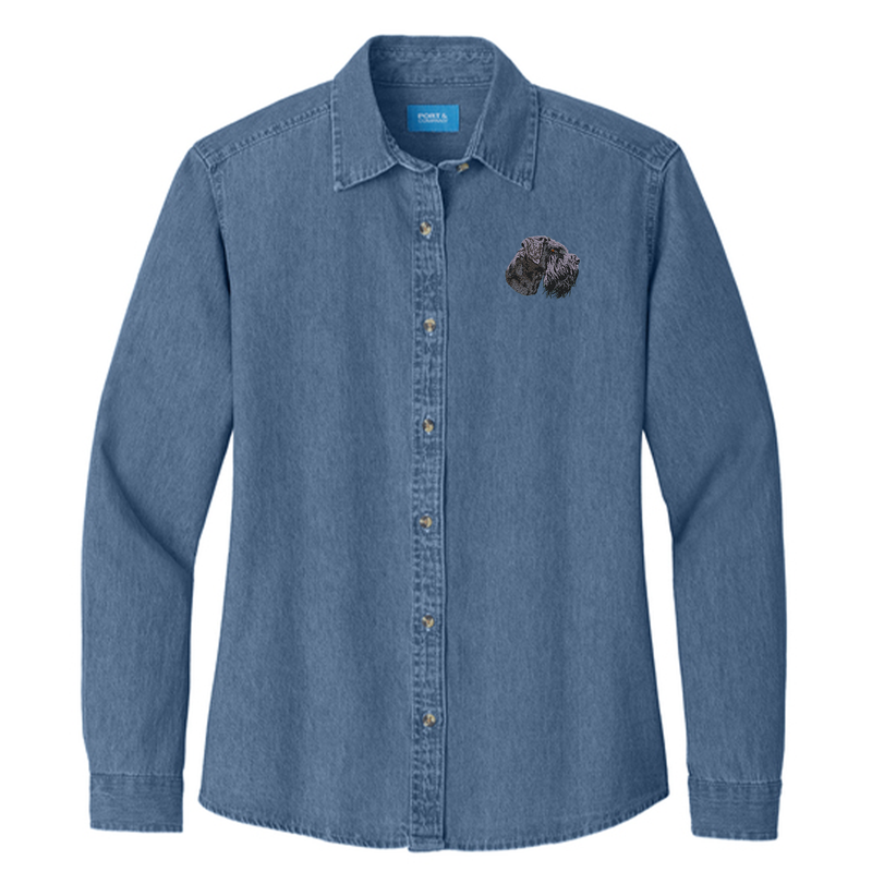 Giant Schnauzer Embroidered Women's Denim Shirt