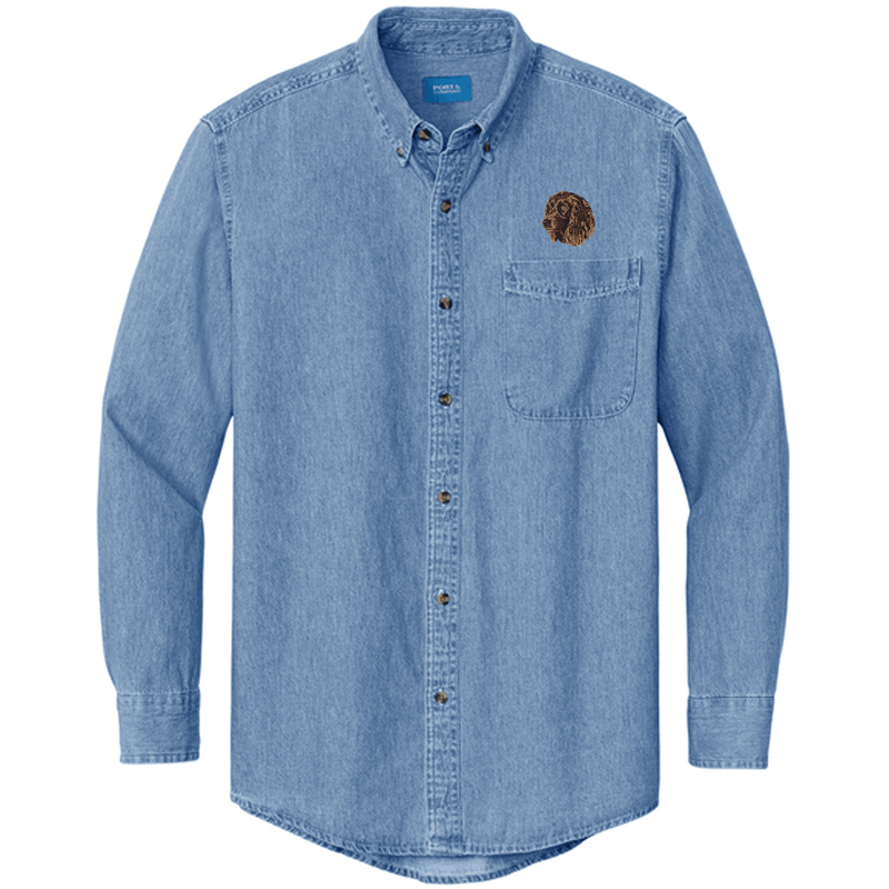 Boykin Spaniel Embroidered Men's Denim Shirt