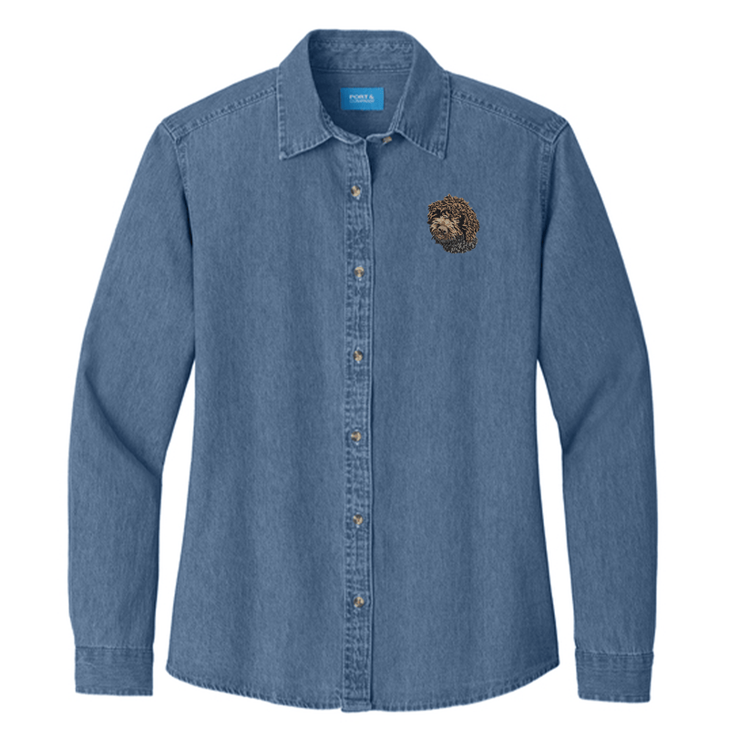 Lagotto Romagnolo Embroidered Women's Denim Shirt
