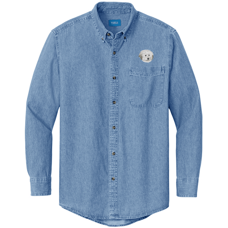 Coton de Tulear Embroidered Men's Denim Shirt