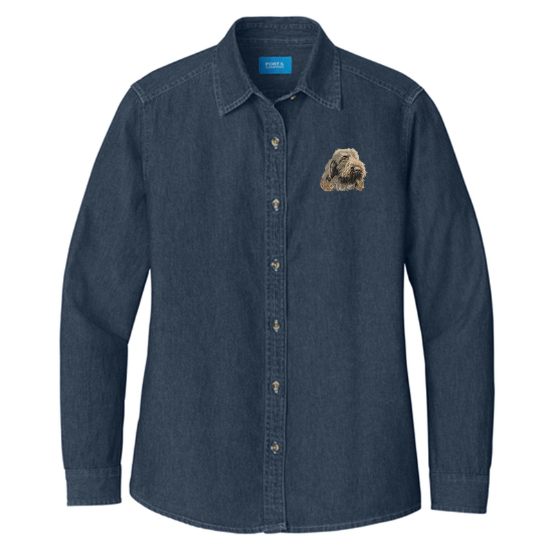 Spinone Italiano Embroidered Women's Denim Shirt
