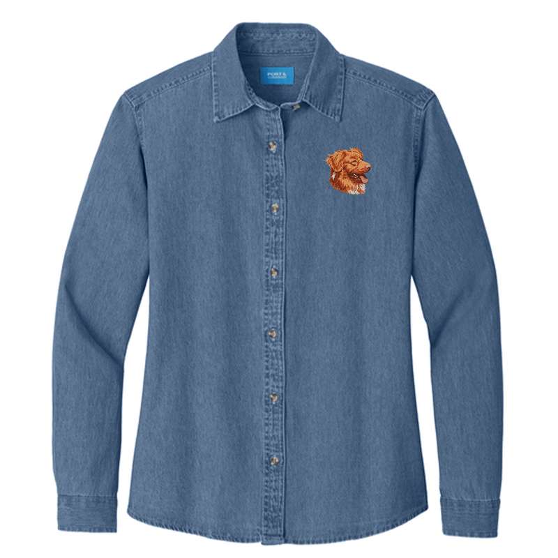 Nova Scotia Duck Tolling Retriever Embroidered Women's Denim Shirt
