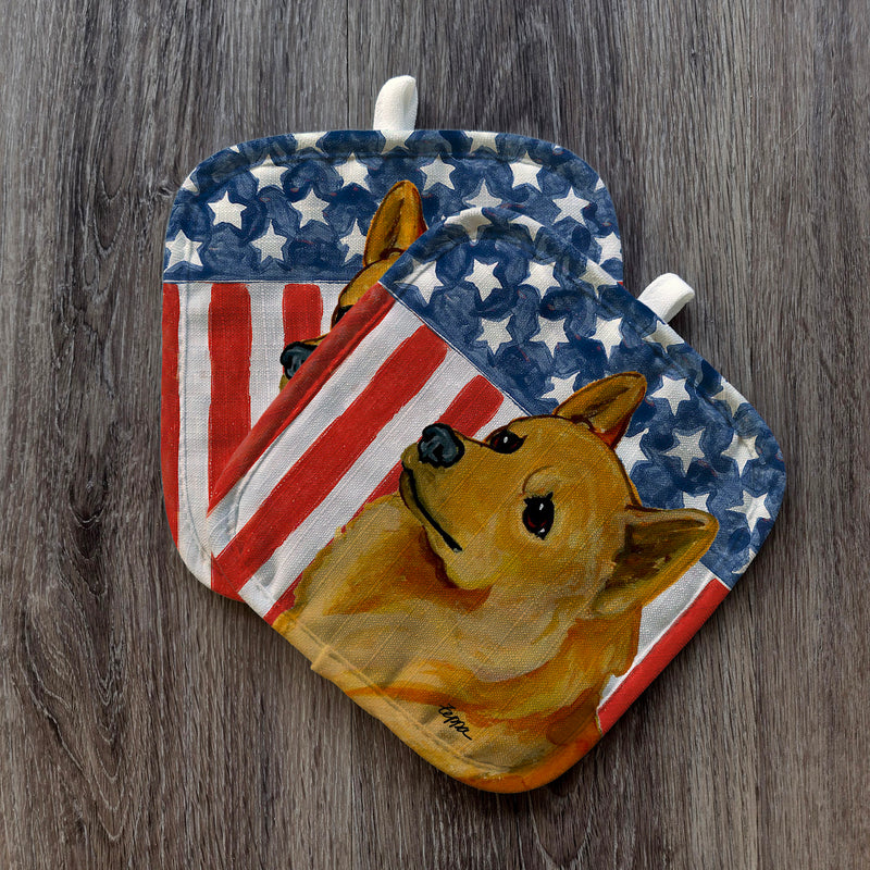 Finnish Spitz Americana Pot Holder Set