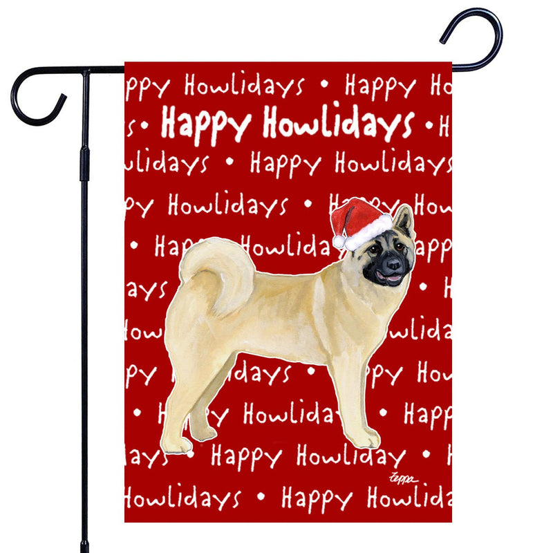 Akita Happy Howliday's Garden Flag