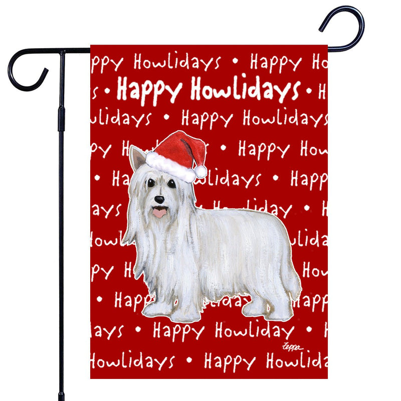 Chinese Crested Powderpuff Happy Howliday's Garden Flag