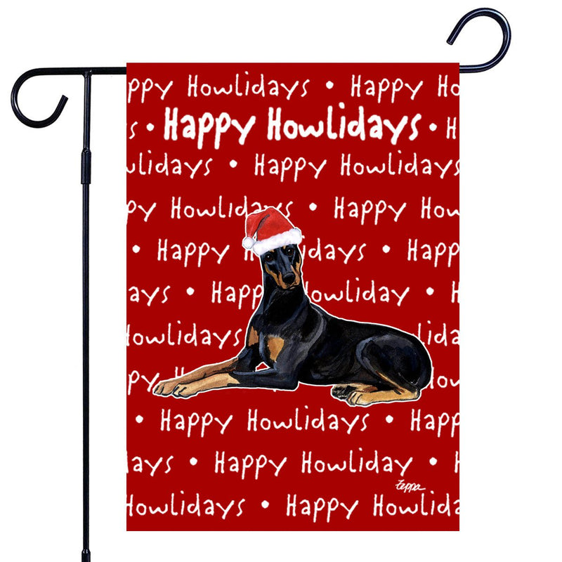 Doberman Pinscher Happy Howliday's Garden Flag