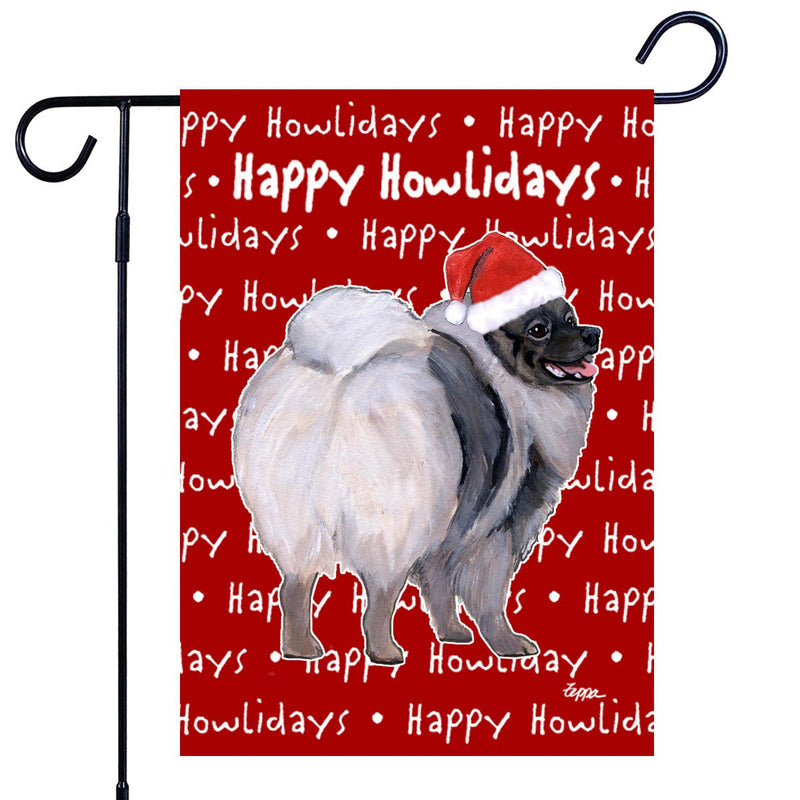 Keeshond Happy Howliday's Garden Flag