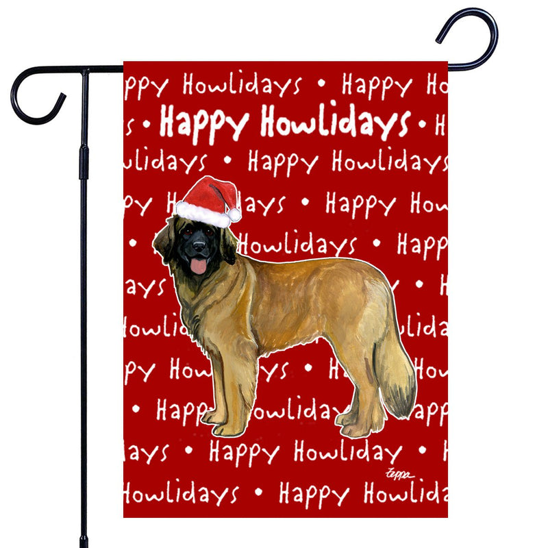 Leonberger Happy Howliday's Garden Flag