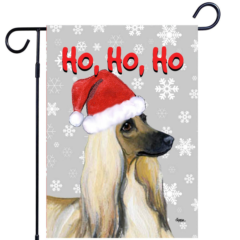 Afghan Hound Ho Ho Ho Holidays Garden Flag