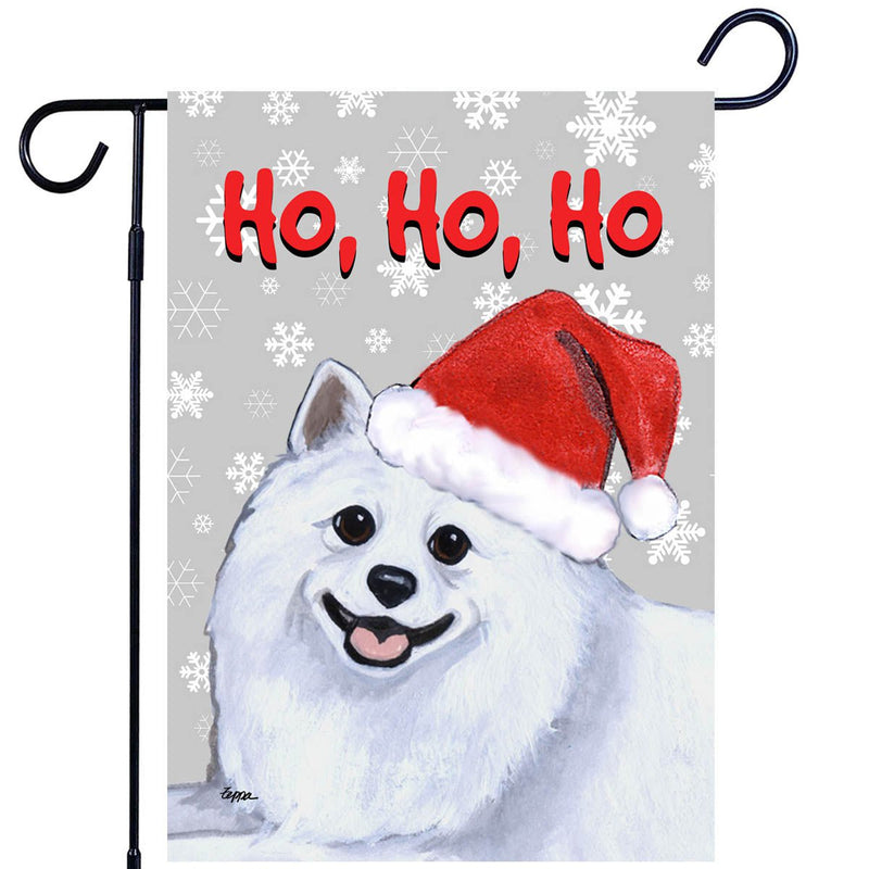 American Eskimo Dog Ho Ho Ho Holidays Garden Flag