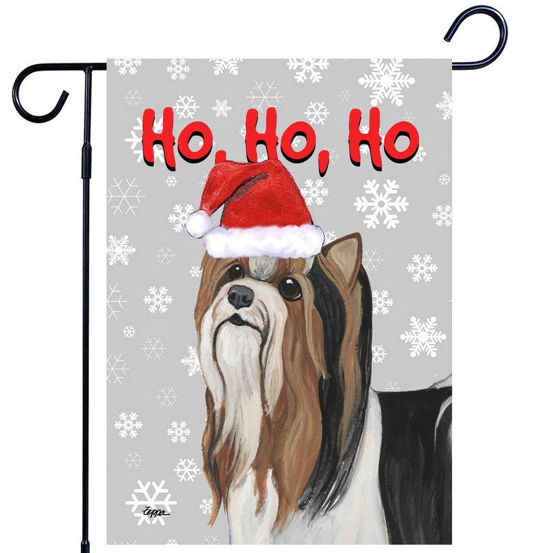 Biewer Terrier Ho Ho Ho Holidays Garden Flag