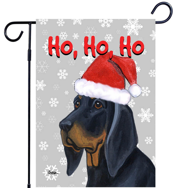 Black and Tan Coonhound Ho Ho Ho Holidays Garden Flag