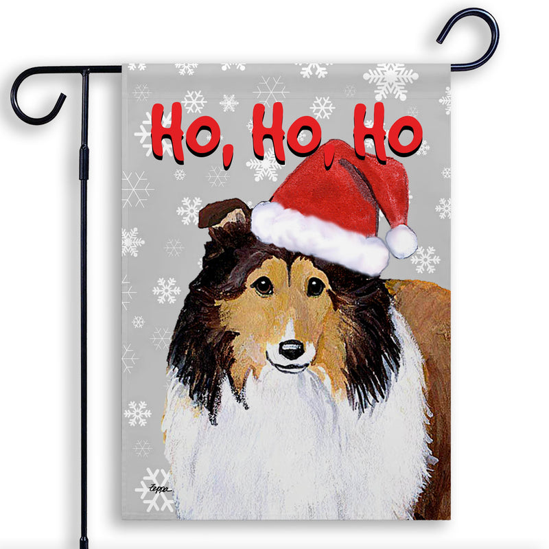 Shetland Sheepdog Ho Ho Ho Holidays Garden Flag