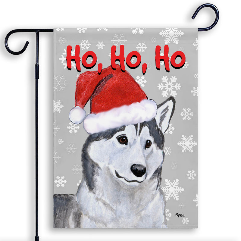 Siberian Husky Ho Ho Ho Holidays Garden Flag