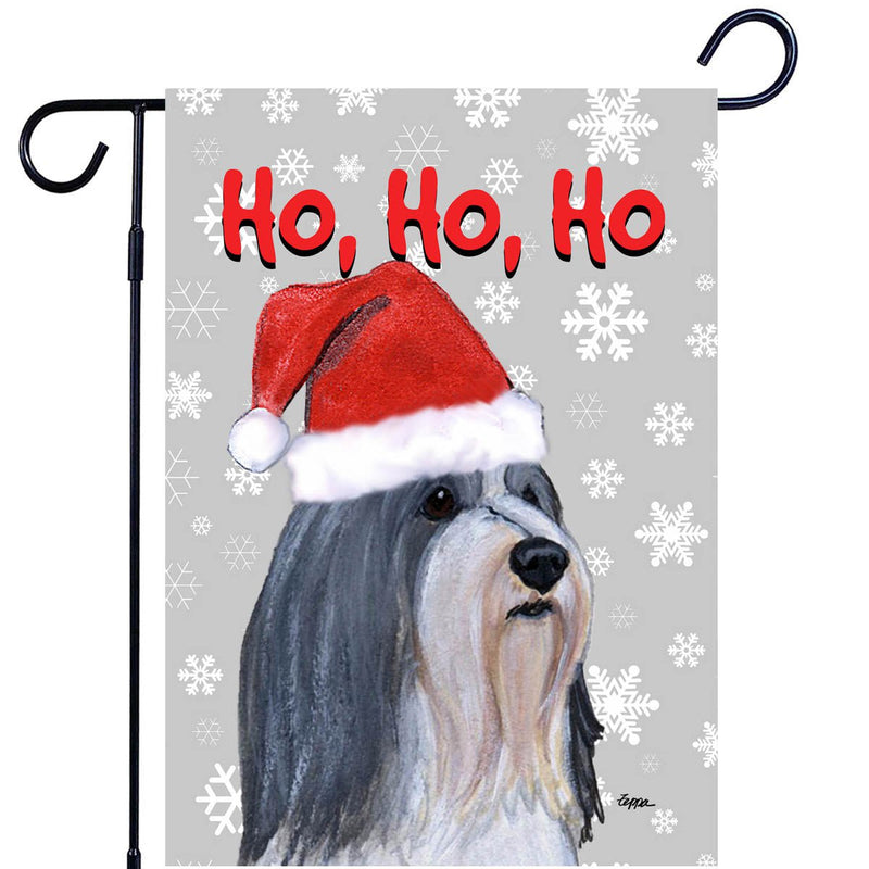 Bearded Collie Ho Ho Ho Holidays Garden Flag