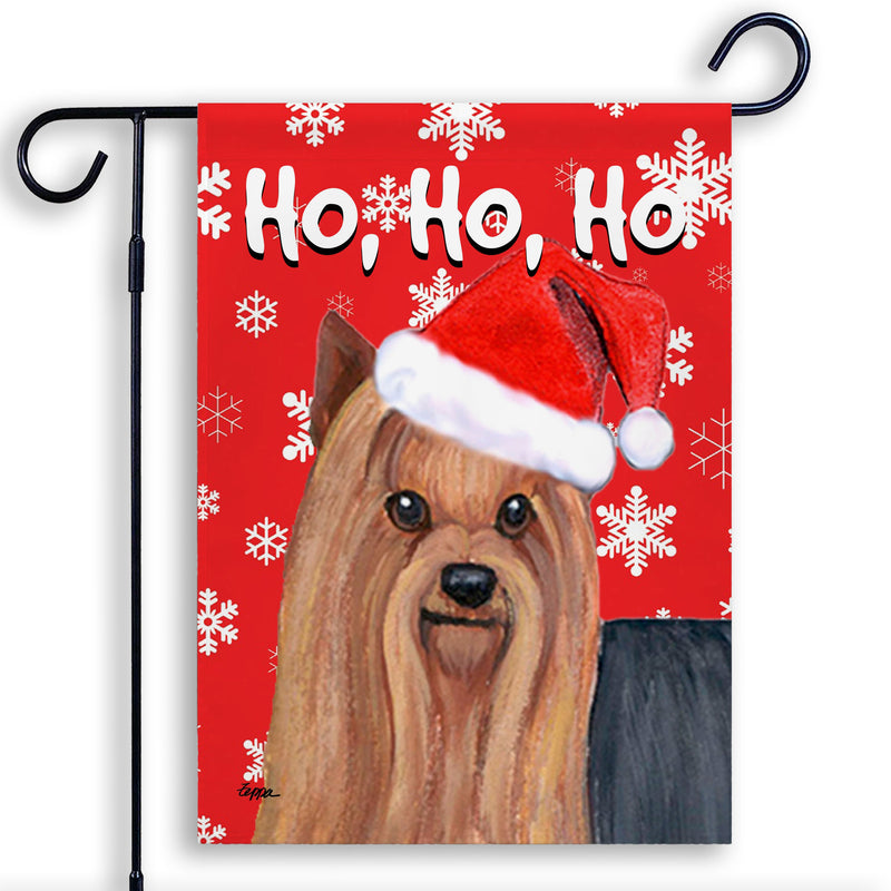 Yorkshire Terrier Ho Ho Ho Holidays Garden Flag
