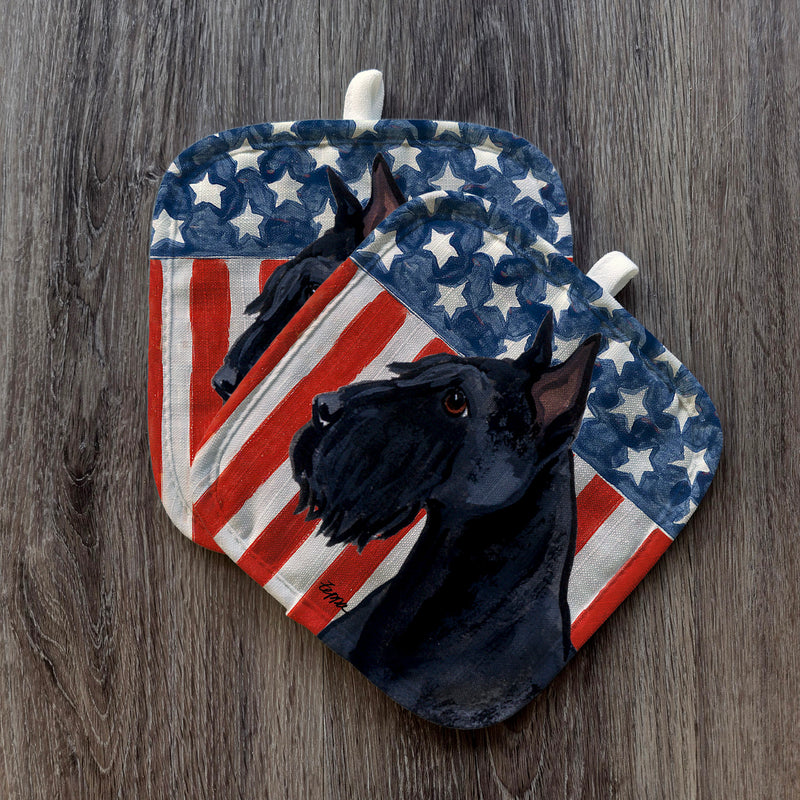 Giant Schnauzer Americana Pot Holder Set