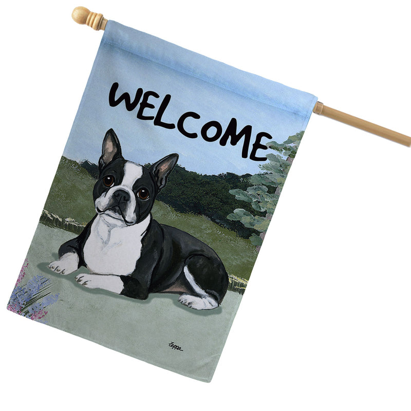 Boston Terrier Lying House Flag