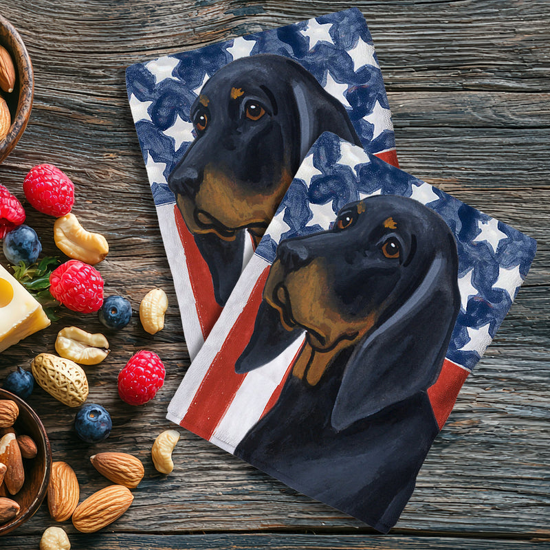 Black and Tan Coonhound Americana Kitchen Towel Set