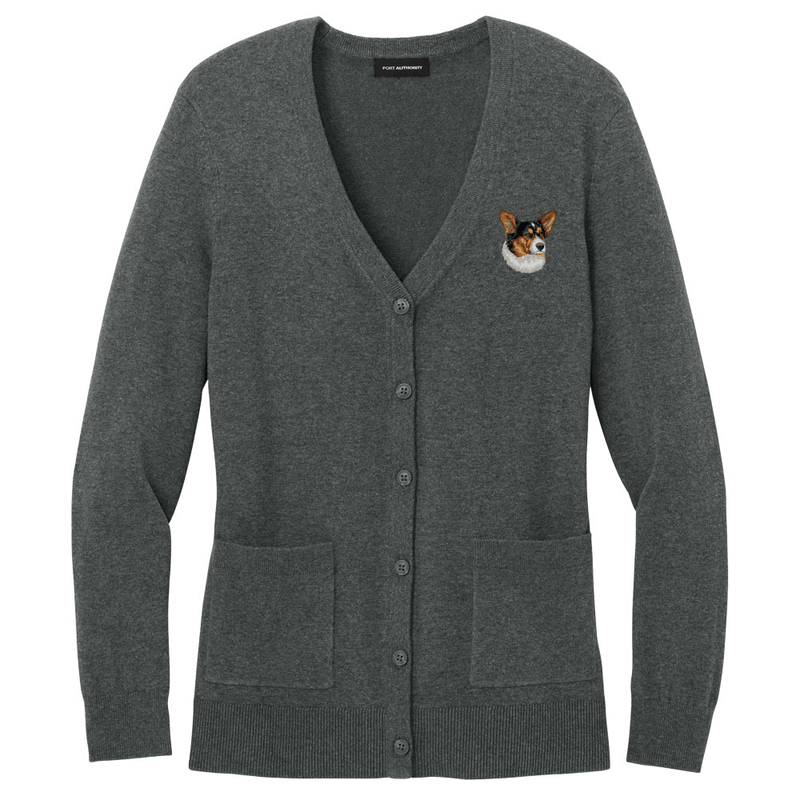 Cardigan Sweater Welsh Corgi Embroidered Button-Up Cardigan Sweater