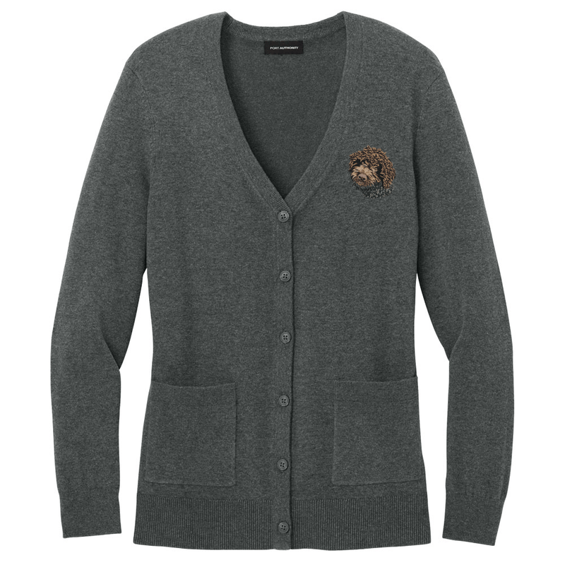 Lagotto Romagnolo Embroidered Button-Up Cardigan Sweater